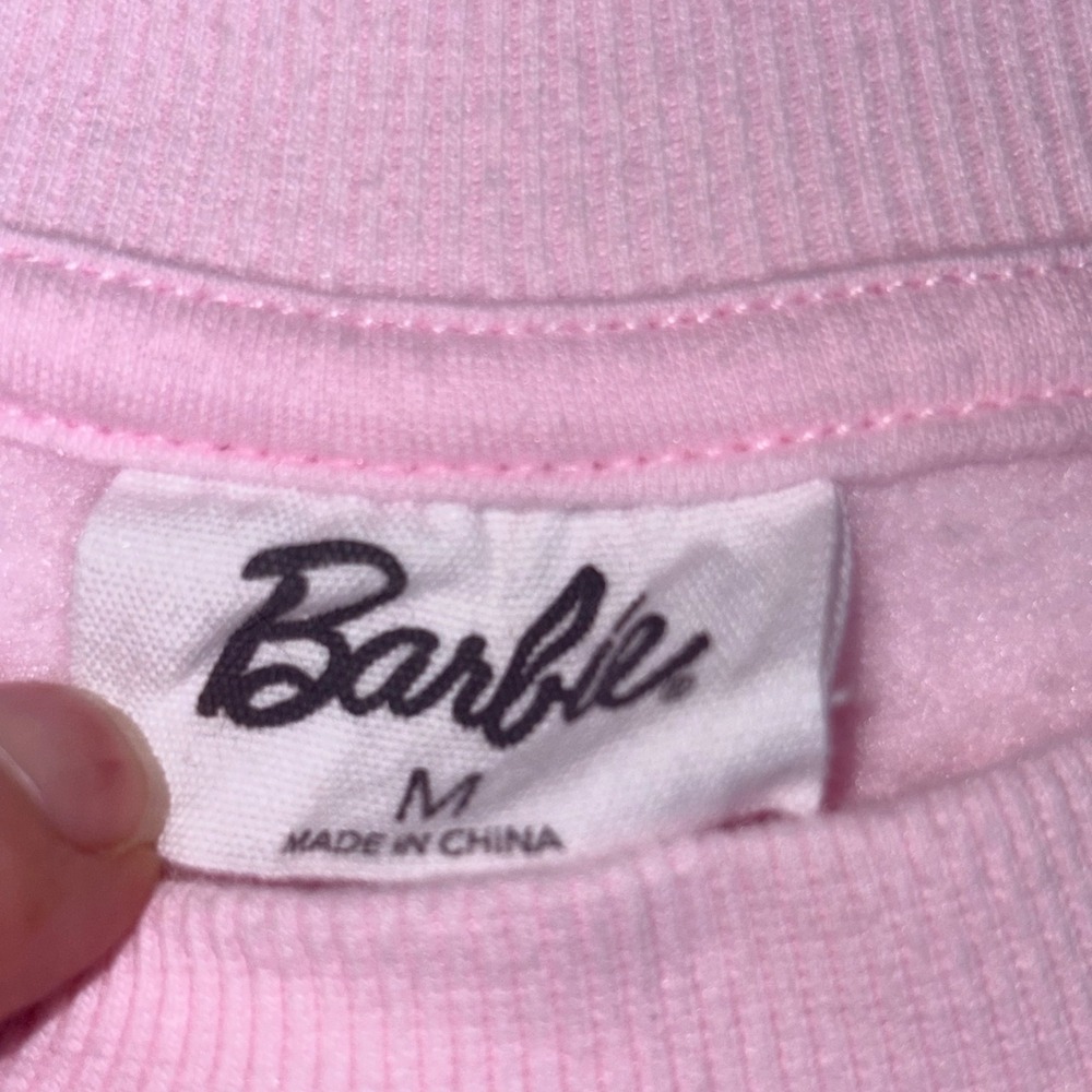 Barbie Sweatshirt Medium Pink Excellent Relaxed Fit Logo Pullover - Picture 5 of 8